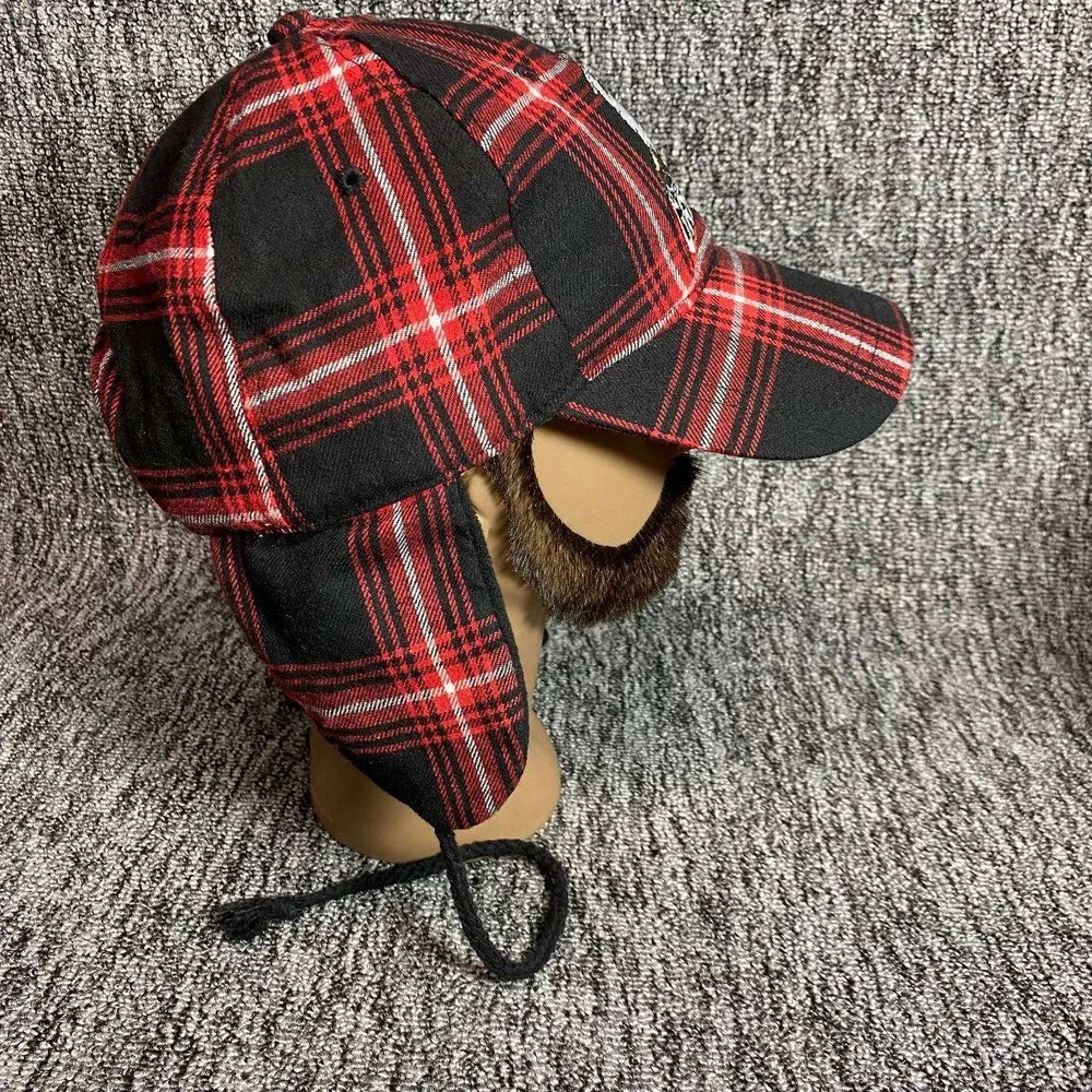 Grand Rapids Griffins Trapper Hat Kids OSFM Red Black Plaid Winter Ear Flaps Cap